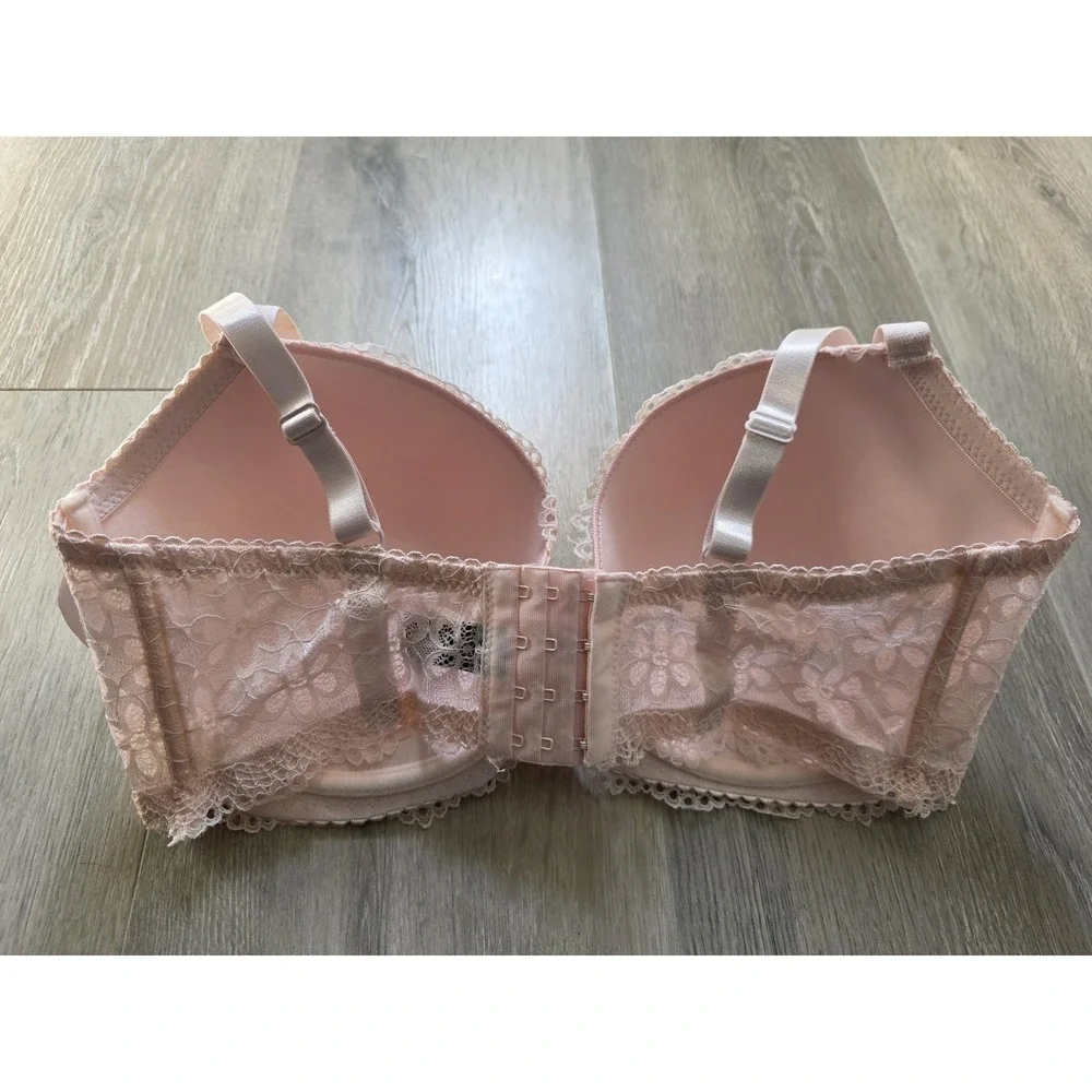 Rene Rofe NWT Single Demi Lightly Lined Baby Pink Floral Lace Bra Size 38DD - Picture 4 of 6